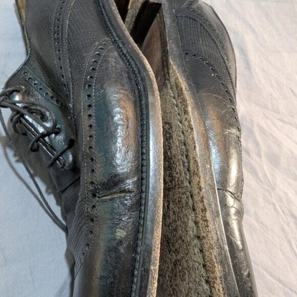 Mezlan Black Leather Textured Dress Shoes Oxford Derby Men Size 10 - Picture 9 of 11